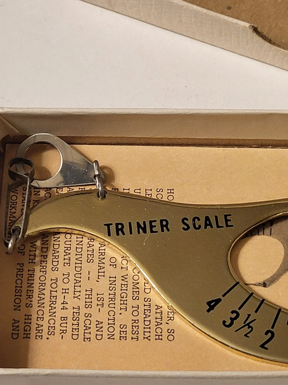 1963 Triner Brass Postal Scale W/ Box And Instruction Card